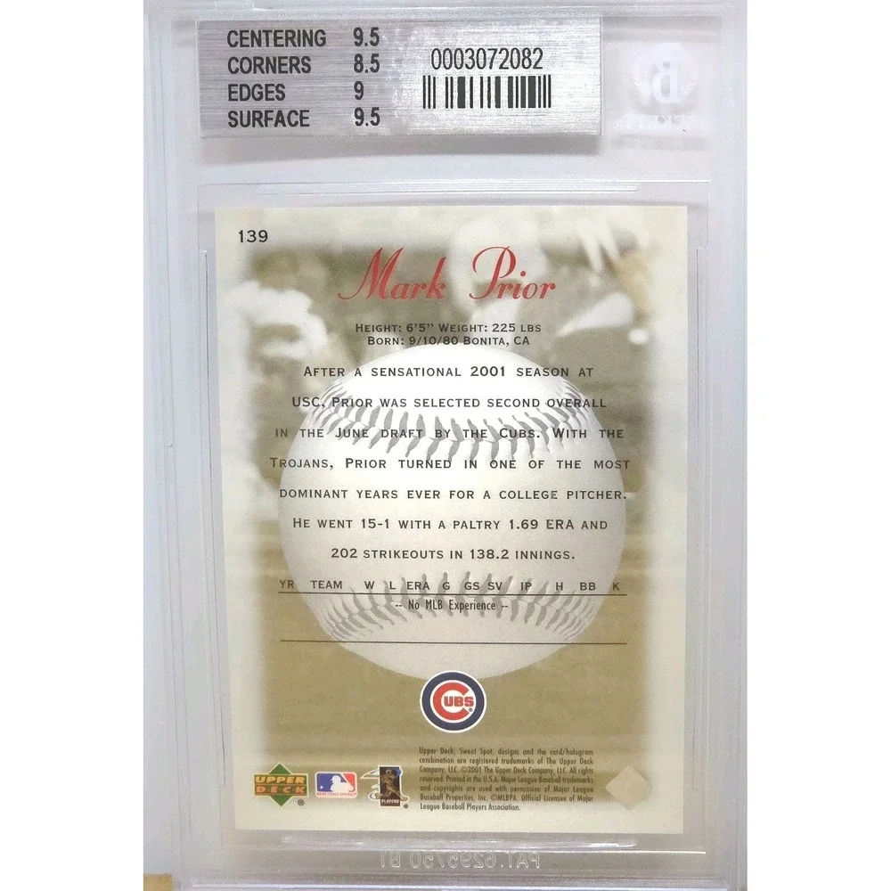 2001 Upper Deck Sweet Spot - Sweet Beginnings Mark Prior # /1500 (RC) BGS 9 MINT